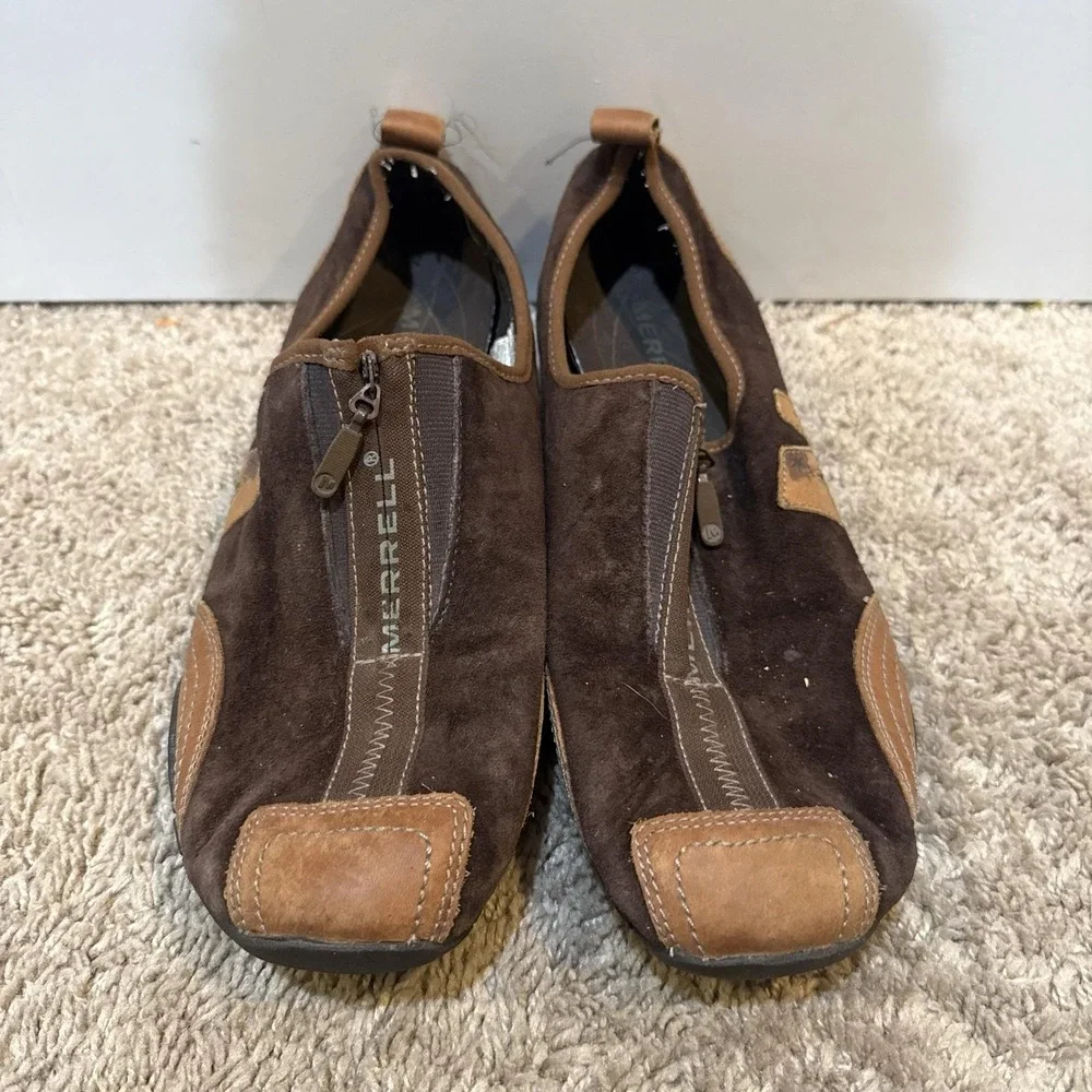 Merrell Barrado Shoes Womens Size 10 Brown Leather Zip Casual Comfort Sneakers